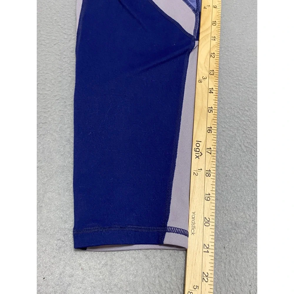 Lululemon Colorblock Chevron Cropped Leggings Blue Lavender Womens Yoga‎ Gym
